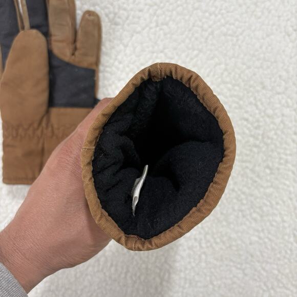 Wells Lamont Thinsulate 40 gram Gloves Large Brown Canvas Winter Cotton PVC Palm - Picture 4 of 6